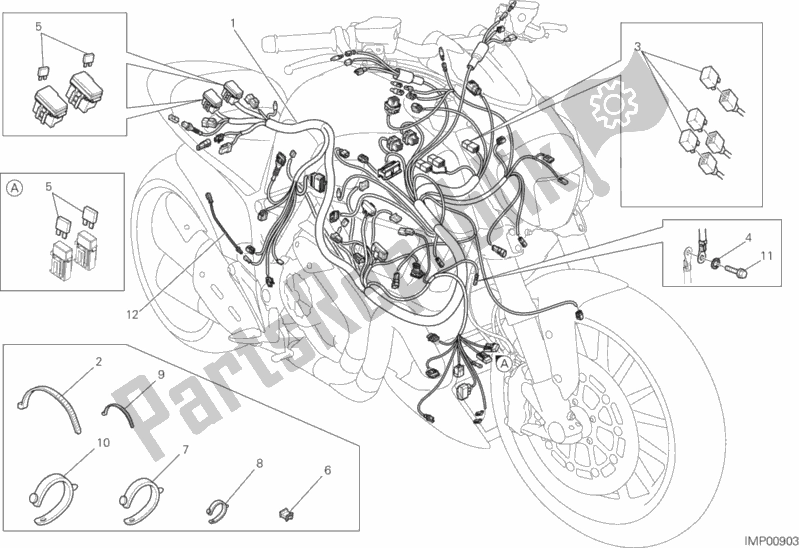 Alle onderdelen voor de Kabelboom van de Ducati Diavel Carbon FL Thailand 1200 2018